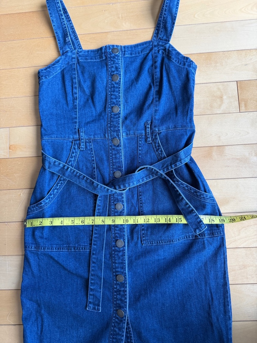 Only Dark Blue Denim Midi Dress with Belt - Picture 5 of 7